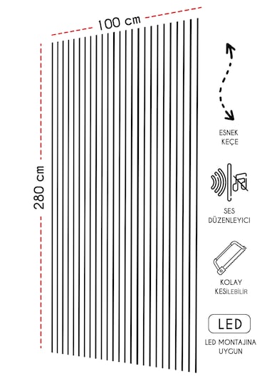 Mdf Ahşap Akustik Duvar Ve Tavan Kaplama Paneli 100 x 275 CM - Beyaz