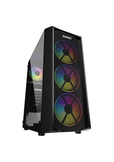 Everest Flat Mesh 4*12Cm Rainbow Fan Tempered Camlı Gaming Oyuncu