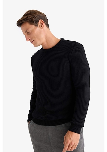 DeFacto Standart Fit Bisiklet Yaka Triko Kazak C8814AX24WNBK81