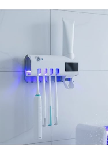 Sensörlü Uv Sterilize Diş Fırçası Tutucu Ve Macun Sıkma Aparatı Renkli