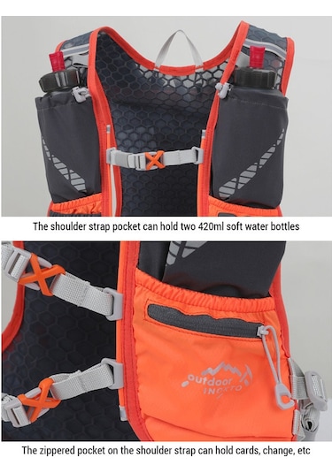 Inoxto 5l Hidrasyon Yeleği Sırt Çantası Su Koşu Yeleği Paketi, Siyah