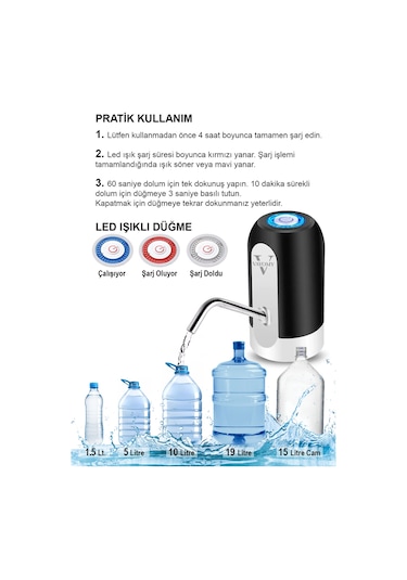 Vayomy Şarjlı Otomatik Damacana Su Pompası Tek Motorlu Diğer