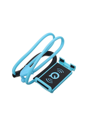 Maiyame Mobil Telefon Tutucu Boylu Boyun Taşıma Tipi Esnek Eğilebilir 360 Derece Döner Plastik Mavi Ev Ofis Kullanıma Uygun El Serbestleştirici