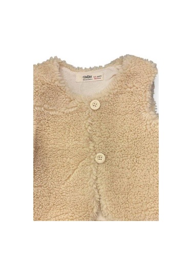 Kız Bebek Peluş Yelek-14866 Bej