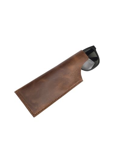 Lost Slope El Yapımı Hakiki Deri Gözlük Kılıfı Kahverengi