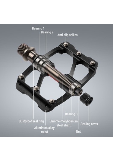 Vkemall Alüminyum Bisiklet Pedalları, 3 Kaynaklı, 12 Anti-kayma Tırnaklı, Dayanıklı, Tüm Bisikletlere Uygun, Gümüş