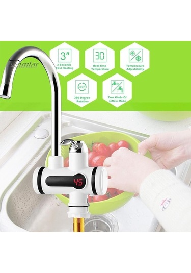 Maoyaya Jms 220v 3000w Sıcak Soğuk Su Musluğu - Anlık Isıtıcılı Banyo Mutfak Gümüş