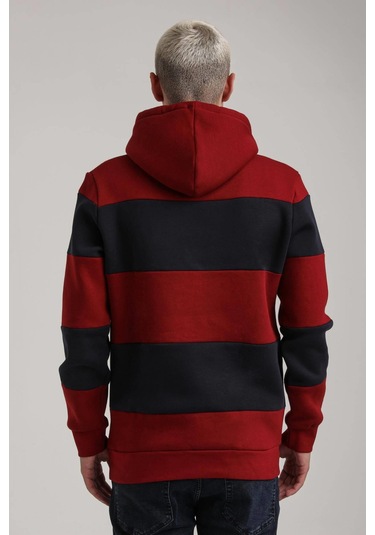 Kapüşonlu Bordo Slim Fit Full-zip Sweatshirt 24fwm64077 Bordo