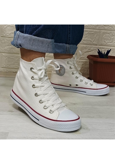 Fiyra 555 Beyaz Uzun Unisex Sneaker Keten Spor Ayakkabı 001