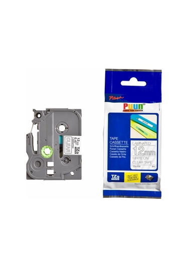 Puun Brother P-Touch TZE-135 12MM x 8m Şeffaf Üzerine Beyaz Muadi