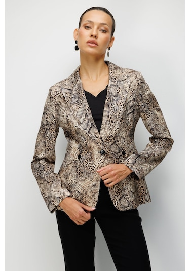 Ekol Kadın Leopar Desenli Tek Düğme Ceket 1048 Leopar LEOPAR