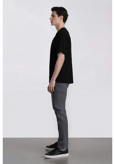 Defacto Pedro Slim Fit Dar Kalıp Normal Bel Dar Paça Jean Pantolon E7440ax25smnm55 Gri