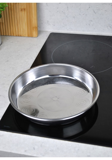 Paslanmaz Çelik Fırın Börek Tepsi Sunum Tabağı 23,5 Cm 1 Adet Gümüş