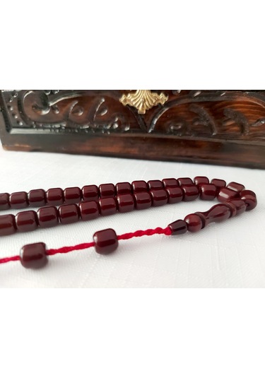 Çubuk Malzemeden Havşalı Fıçı Kesim Sıkma Kehrıbar Tesbih 8x8