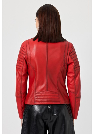 Eugenia Kırmızı Kadın Deri Mont 001