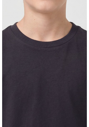 Antrasit O Yaka Standart Fit Basic Unisex Çocuk T-shirt - 11328 Antrasit