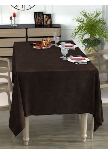 Daily Series Kadife Dokulu Kahverengi Masa Örtüsü Kahverengi