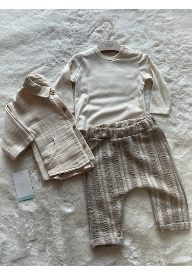 Slow Time 3 Lü Takım Bej