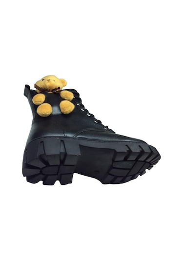 Ortopedikal 1087 Filet Kız Çocuk Siyah 2 Ayıcıklı Bot Bağcıklı Siyah