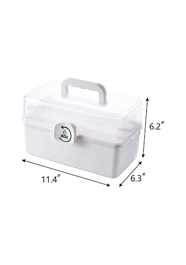 Anjiexun Katlı Katlanır Tepsili Plastik Saklama Kutusu, 29 X 16 X 15,7 Cm, Beyaz Beyaz