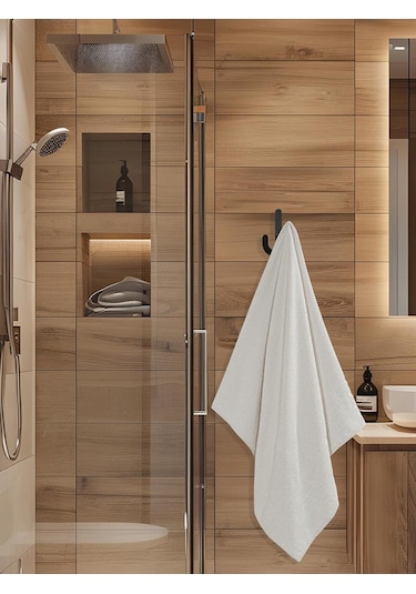 Bej Banyo Havlusu Tekli Dora 90x150 Cm Yüksek Emici Krem