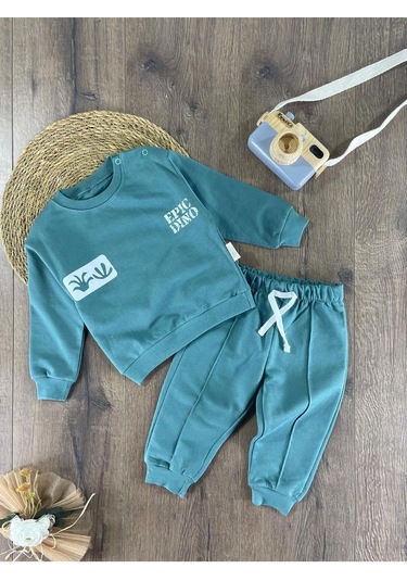 Dino Baskılı Relaxed Eşofman Takımı Yesil