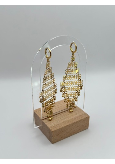 Arnes Jewelry Çelik 22 Ayar Altın Kaplama Kişnişli Küpe Ar343nes Gold