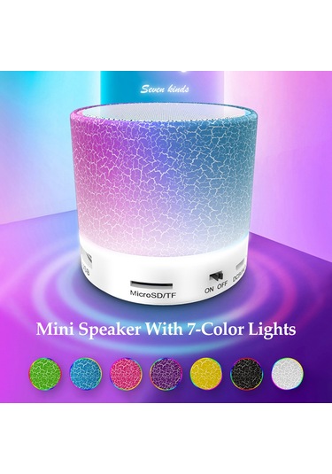 Teltree Mini Taşınabilir Mavi Bluetooth Hoparlör 7 Renkli Işıklı Radyo Usb/tf Kart Desteği 3w Ses Gücü Outdoor Muzik Çalar