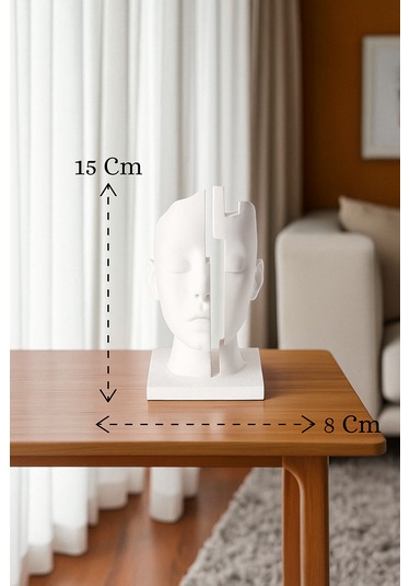 Zihin Boşluğu Figürlü Dekoratif Soyut Yüz Heykeli Beyaz Modern