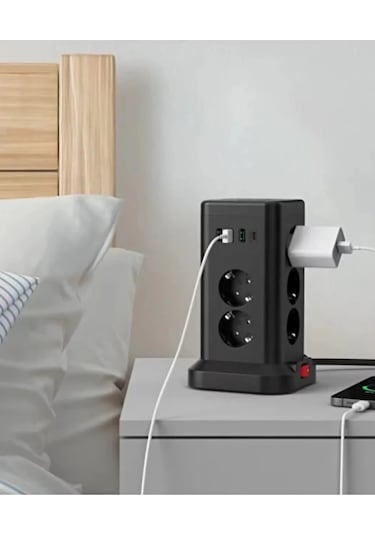 Wp711 Akım Korumalı Priz Kablosuz Şarj İstasyonu 11x Soket 3x Usb 1xtype-c Kablolu Grup Priz 1,5 m