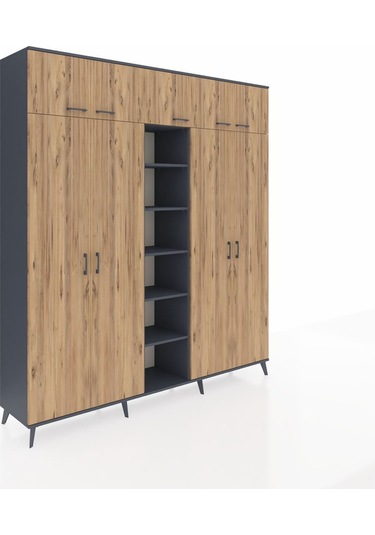 Hyperion Dolap 18 Raflı 9 Kapaklı 220x44x243 Antrasit-çam/antrasit Atlas Çam/antrasıt