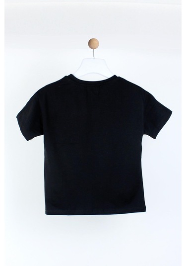 Cichlid Kız Çocuk Örgü Detaylı Tshirt Siyah