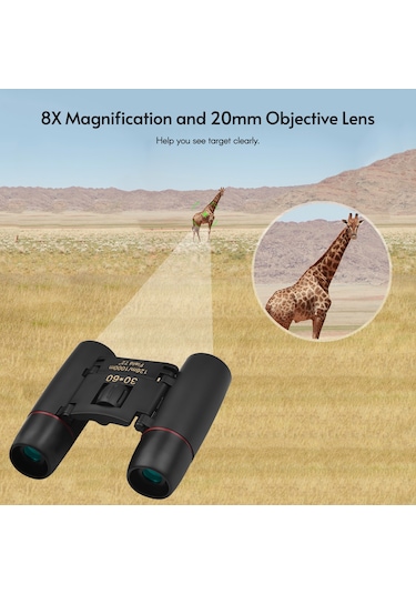 Suofeng 8x Büyüme Bak4 Prisma Mini İkili Gözlük - Dış Etkinlikler İçin Parlak Görüntü, Taşıma Çantası Ve Askı İle Siyah