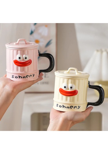 Komik Karakter Tasarımlı Seramik Kupa Bm-1435 Bej