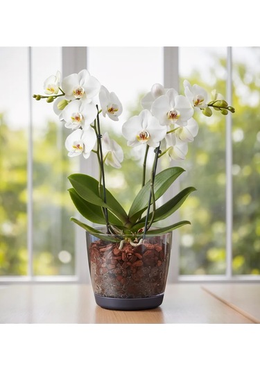 Saburg Orkide Saksısı Çiçek Saksısı Şeffaf 1,5 Litre Set 74784764