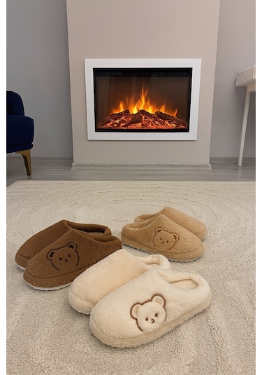 3'lü Paket Fluffy Kapalı Kadın Terlik Ev Terliği Paket Ürün
