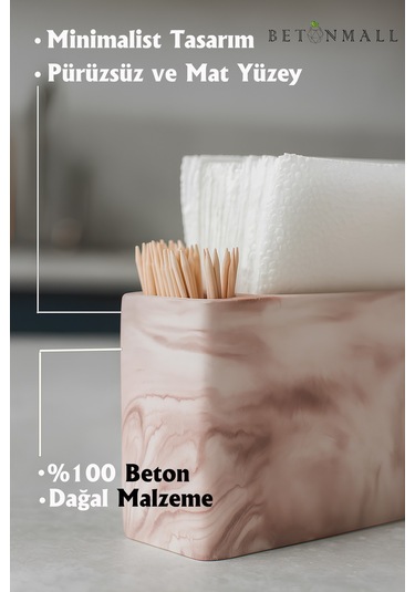 El Yapımı Beton Gri Alçı Peçetelik Minimal Masa Ve Mutfak Dekoru Kafe & Bar İçin Kahverengi