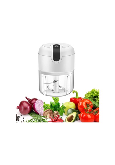 Maiyame Usb Şarjlı Mini Mutfak Robotu, 250ml, 3 Paslanmaz Çelik Bıçak, Sarımsak Dilimleyici, Et/ Sebze/ Meyve/ Bebek Yemeği, Kablosuz, Kolay Temizlenir Beyaz