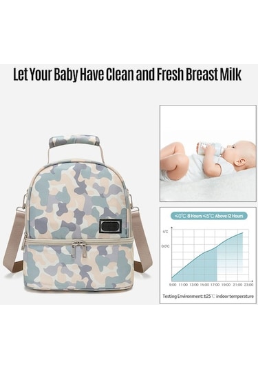 Flybuy Üst Tutan Taze Süt Su Soğutma Sırt Çantası Pompa Omuz Leezsing Katmanlı Göğüs Sızdırmaz Çift Biberon Askılı Gri
