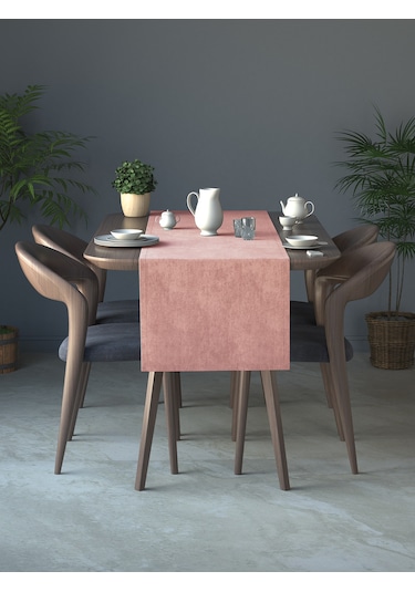 Kadife Dokulu Buğulu Gül Rengi Daily Series Runner 40 X 140 Buğulu Gül
