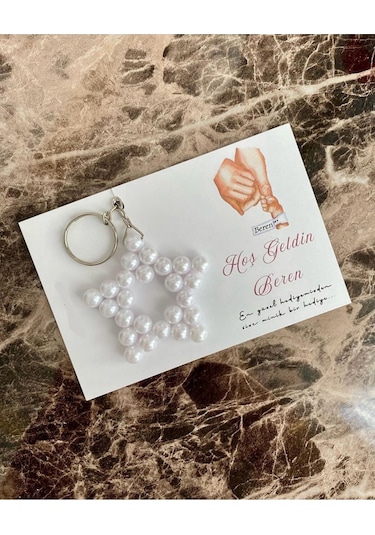 İnci Yıldız Anahtarlık Kişiye Özel - Kına Hediyesi - Söz Hediyesi - Bebek Hediyelik 25 Adet