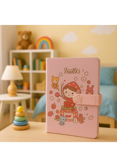Çocuk Kilitli Resimli Anı Defteri 100 Yaprak İthal Ürün Smile Pembe