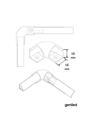 Geniled 16x16 Köşe Profili Siyah Köşe Bağlantısı Led Şeritler İçin 215115237 Siyah