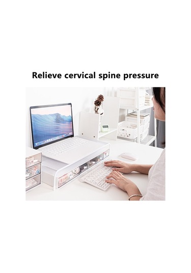 Sones Bilgisayar Yükseltilmiş Raf Monitör Braketi Depolama Rafı, Stil: Tek Katmanlı Beyaz