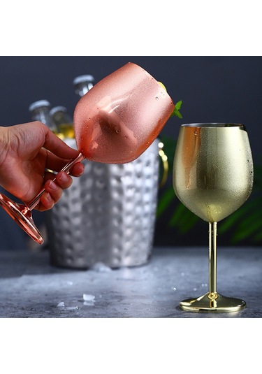 Honmex Altın Renkli 500ml Paslanmaz Çelik Şampanya Bardağı - Kreatif Metal Kadeh, Bar Ve Restoran İçin, Elektroplajlı Kaliteli Malzeme Altın