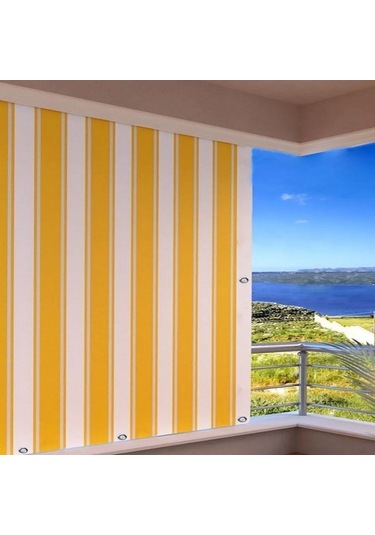 Gencer Home Balkon Perdesi Kuş Gözü Her Ölçü Seçenekli Sarı Beyaz Sarı - Beyaz