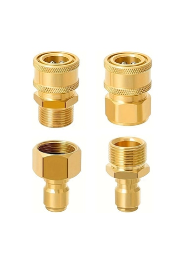 Yifomall "4 Parçalı Pirinç Basınçlı Yıkayıcı Hızlı Bağlantı Seti - M22 15mm & 3/8 İnç Uyumlu"
