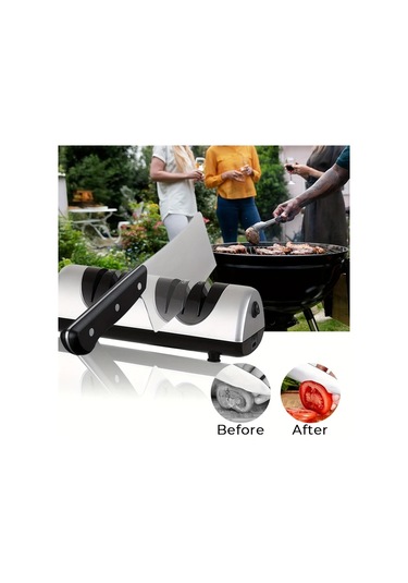 Xuweiwei İwhale Profesyonel Elektrikli Bıçak Bileyici Simli 2 Aşamalı Kaba İnce Bileyme Usb Şarj 18650 Pil Metal Toz Kutusu Abs Gümüş Gri