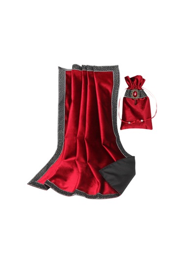 Homyl Sihirbazlar Için Masa Oyunu Aksesuarları Bez Seti Tarots Kırmızı