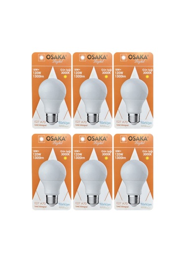 6 Adet Osaka 18w 120w Sarı Işık 3000k E27 Duylu Kalın Duy Led Ampul
